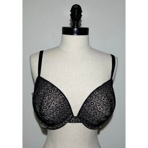 VICTORIA'S SECRET Very Sexy Pushup Bra Underwire Black Eyelet Womens 36DD